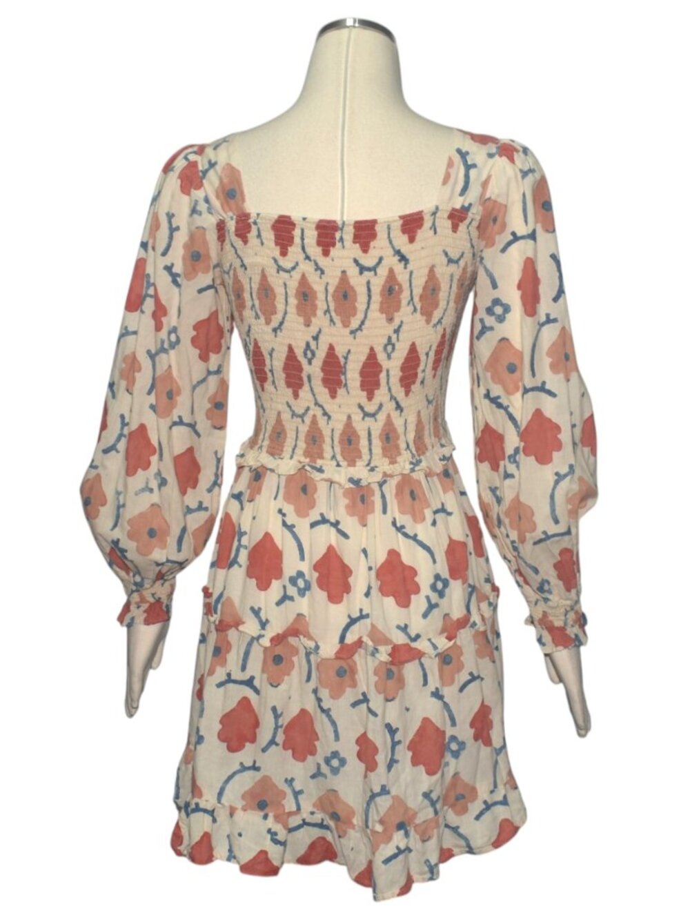 Christy Dawn Emerson Oak Leaf Floral Long Sleeve Dress Puff Sleeve Shortened S - Picture 5 of 7
